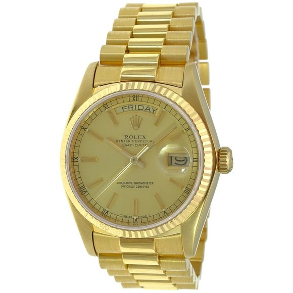 Rolex Mens Day-Date President Watch 18KY Solid Gold Champagne Dial 18038 MINT - Picture 2 of 12